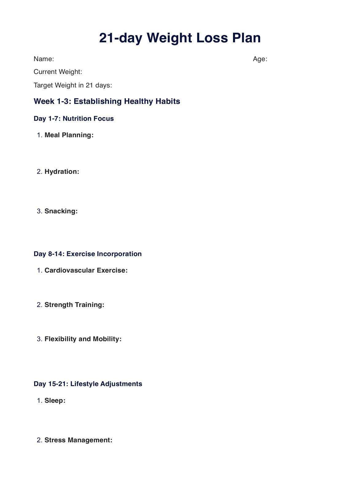 30 Day Meal Plan for Weight Loss & Example Free PDF Download