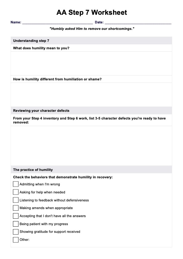 AA Step 7 Worksheets