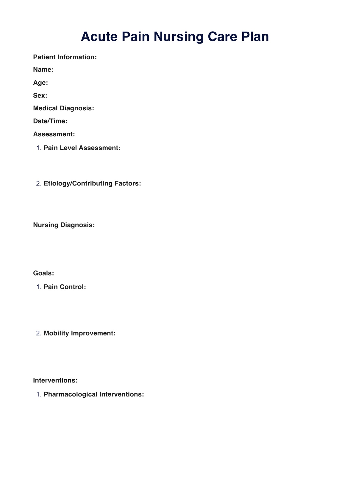 Acute Pain Nursing Care Plan
