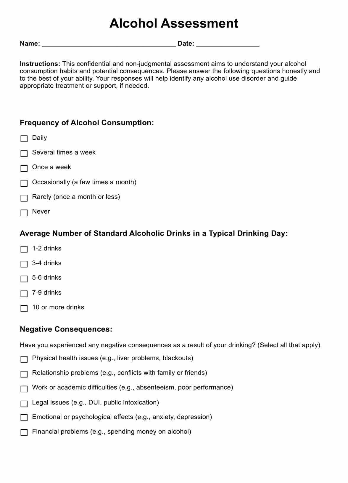 Alcohol Assessment