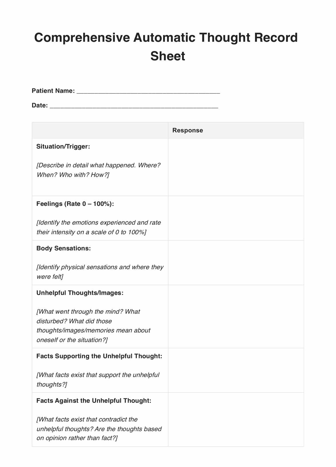 Automatic Thought Record