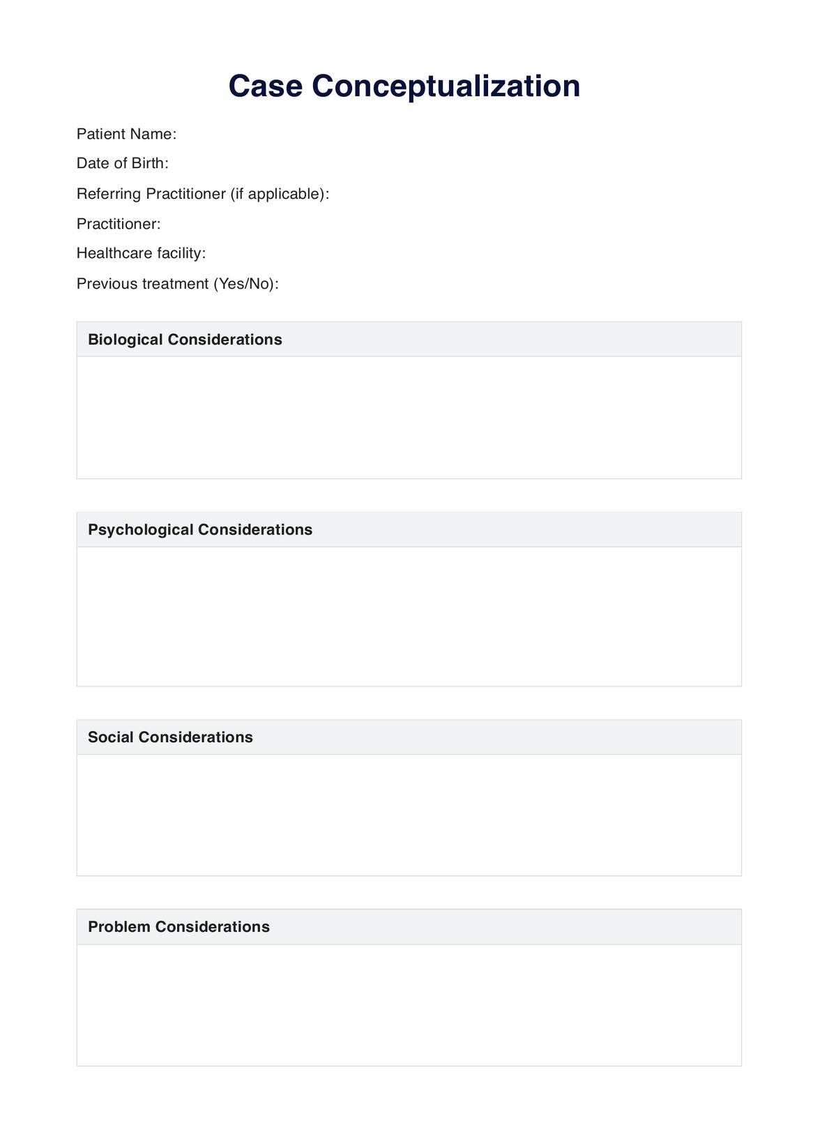 Case Conceptualization Template