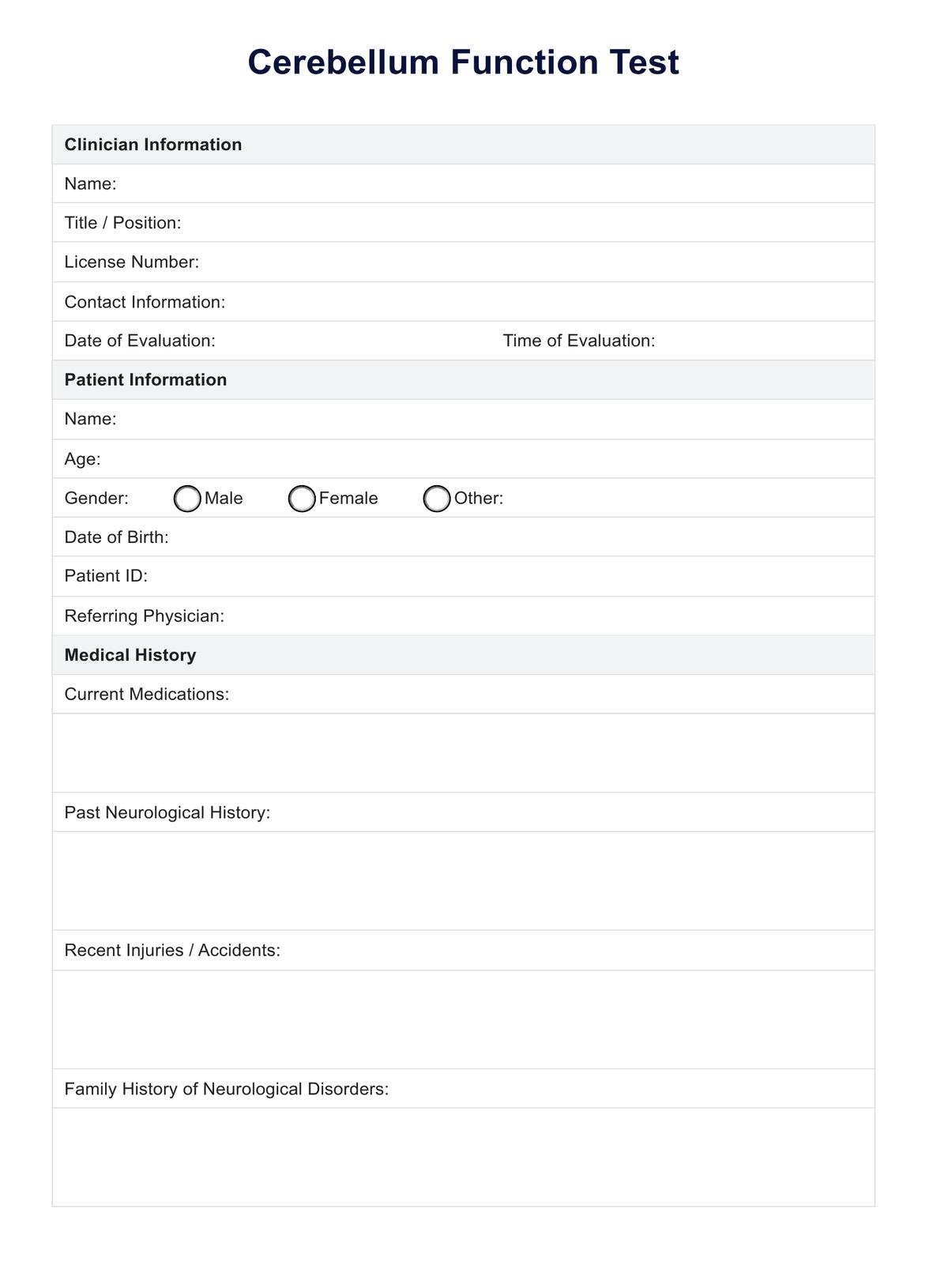 Cerebellum Function Test