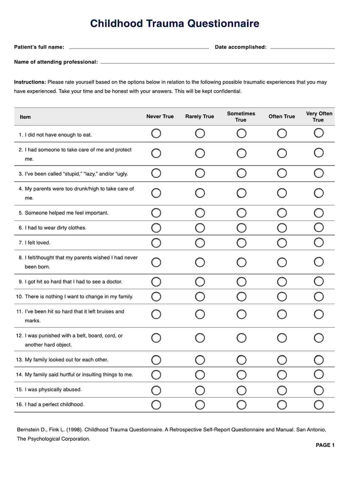 Childhood Trauma Questionnaire
