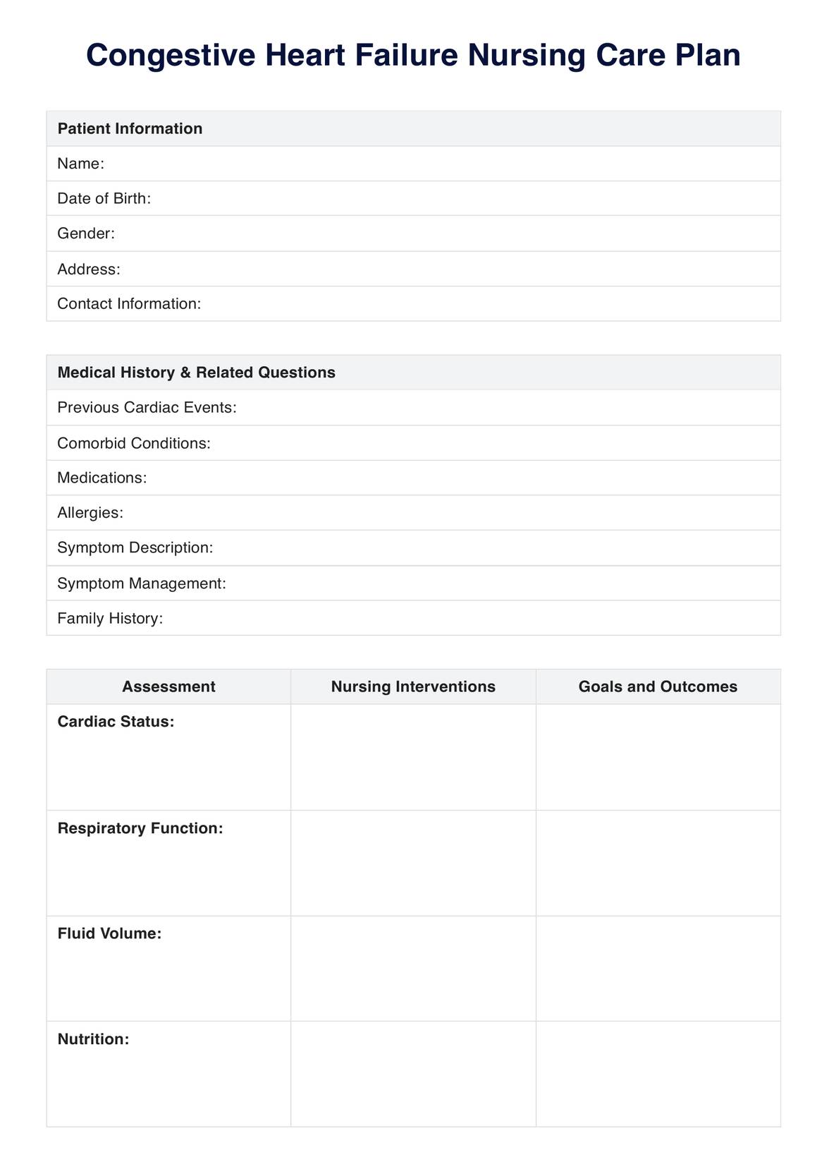 Congestive Heart Failure Nursing Care Plan