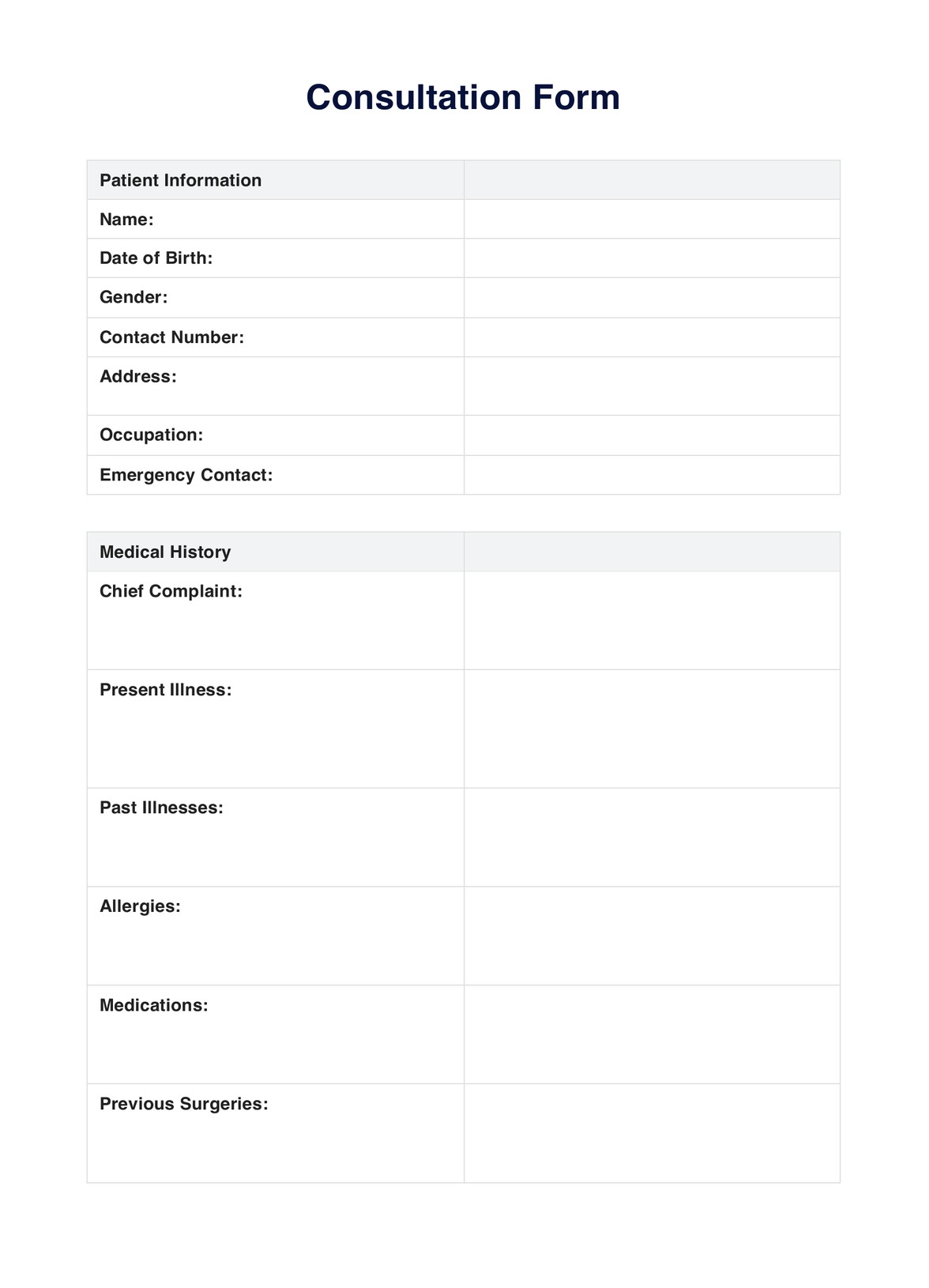 Consultation Template