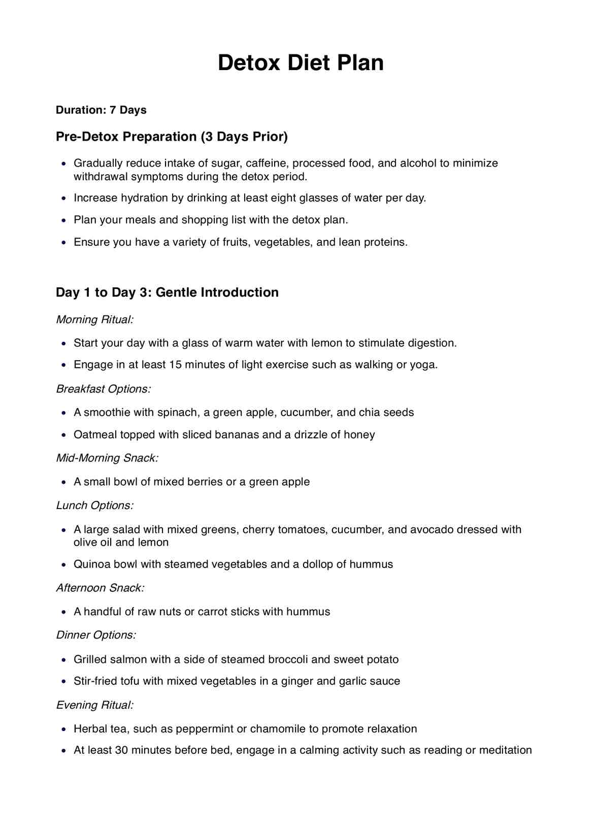 Detox Diet Example Free PDF Download Detox Diet Example Free PDF Download