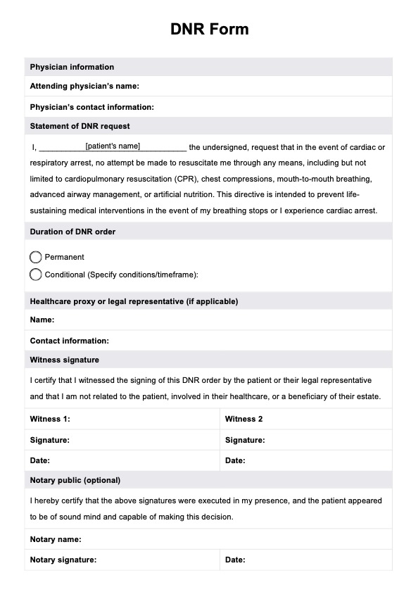Do Not Resuscitate DNR Forms Do Not Resuscitate DNR Forms
