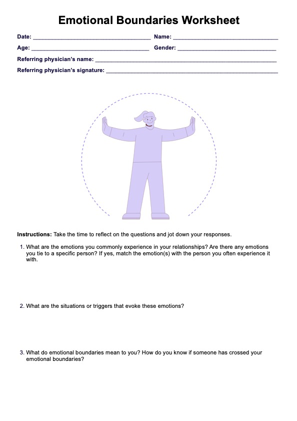 Emotional Boundaries Worksheets