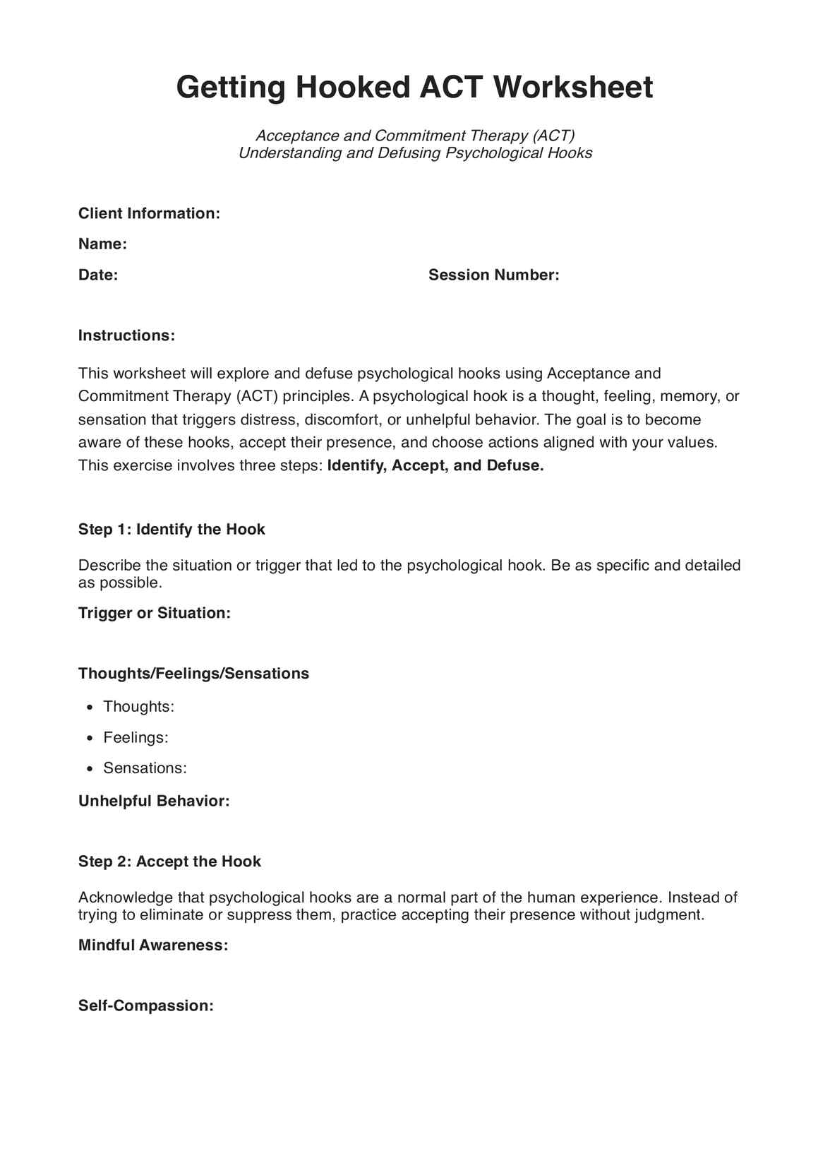 Getting Hooked ACT Worksheet