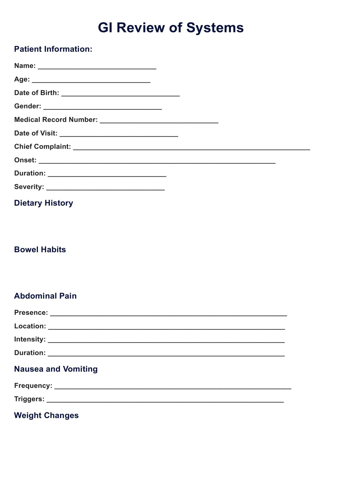 GI Review Of Systems