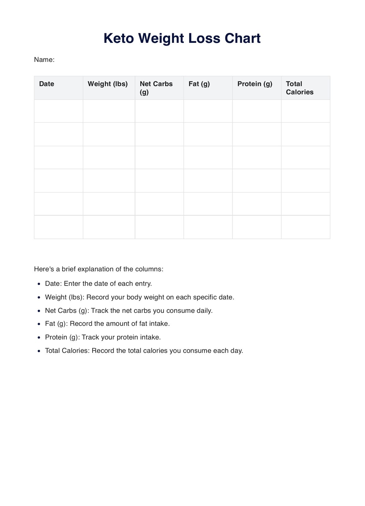 Weight Loss Measurement Chart Template Example Free PDF Download Weight Loss Measurement Chart Template Example Free PDF Download
