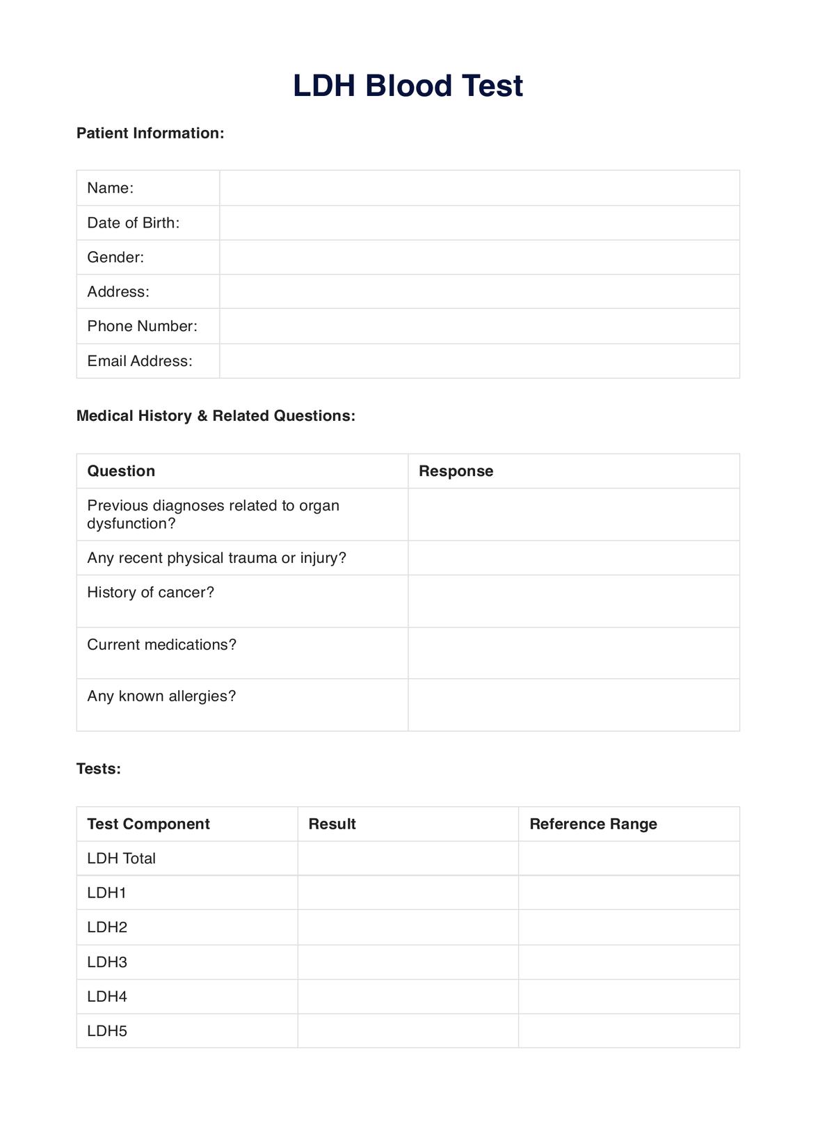 LDH Blood Test Example