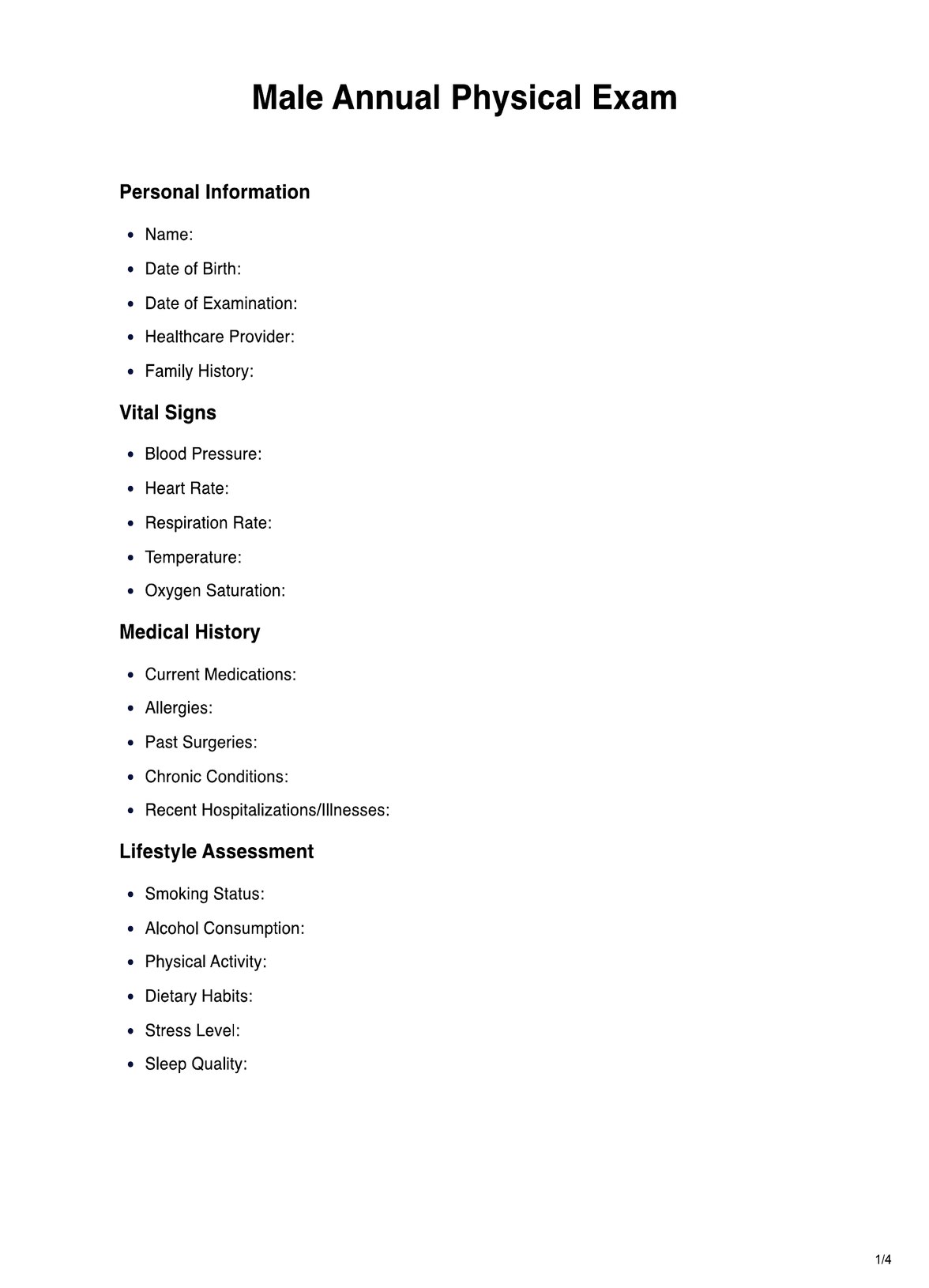 Male Annual Physical Exam