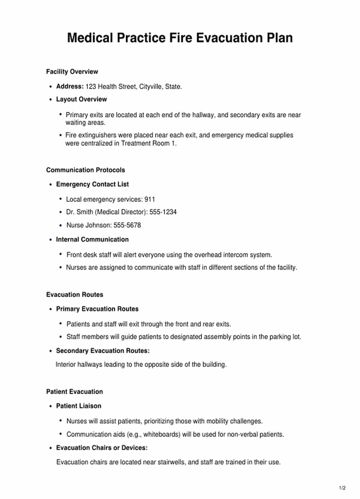 Fire Evacuation Template Example Free PDF Download