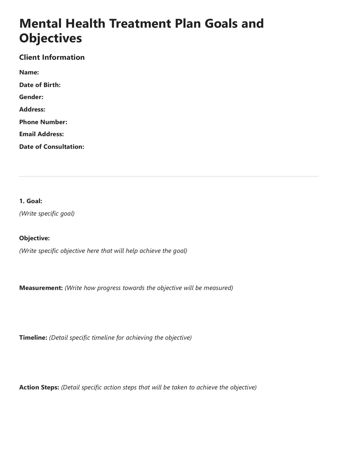 Mental Health Treatment Plan Goals And Objectives