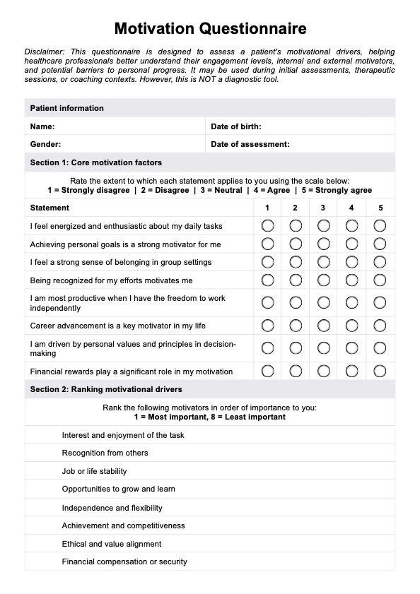 Motivation Questionnaires