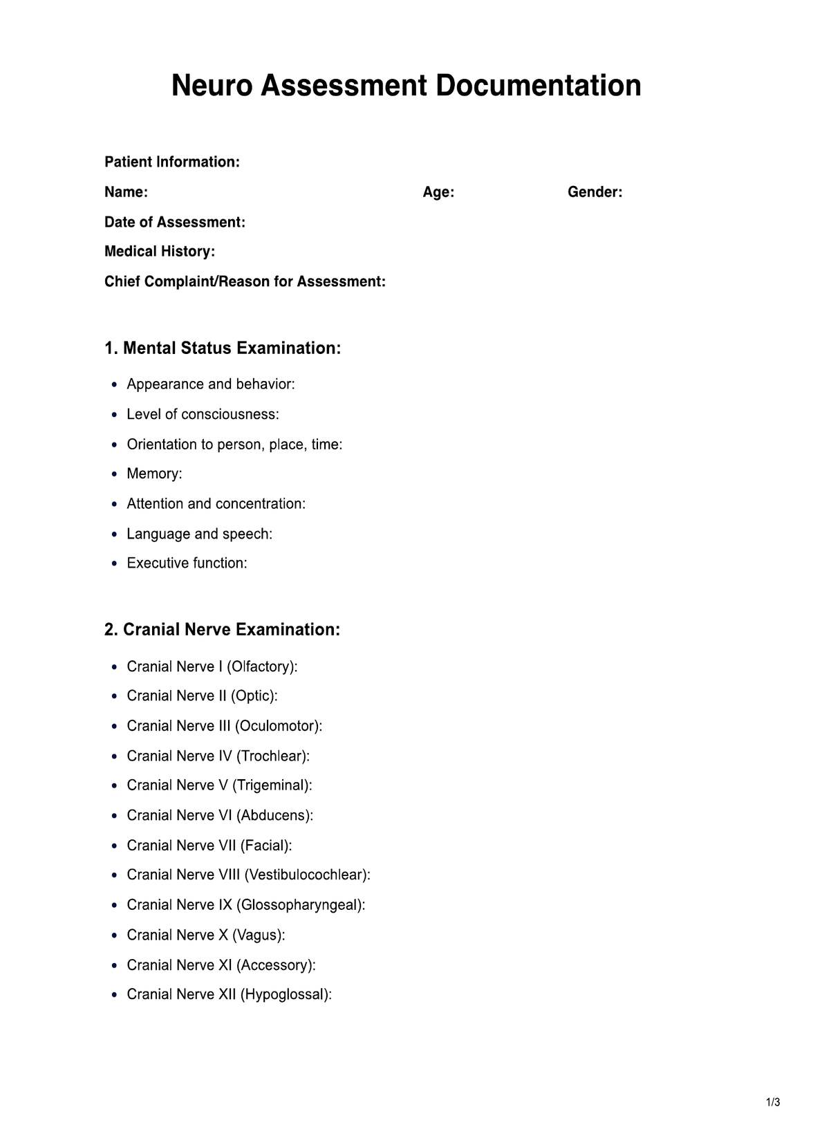 Neuro Assessment Documentation