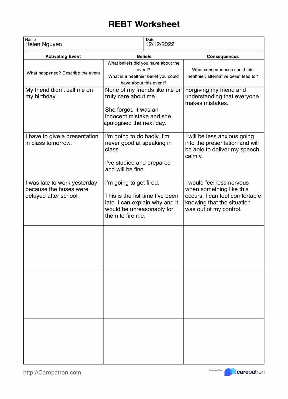 Rational Emotive Behavior Therapy Worksheets Top 10 CBT Worksheets