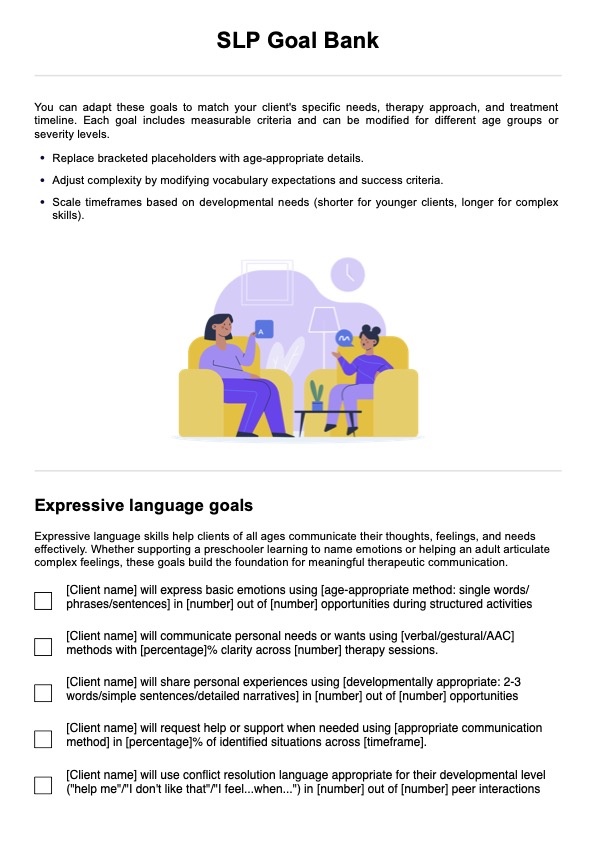 SLP Goal Banks Example