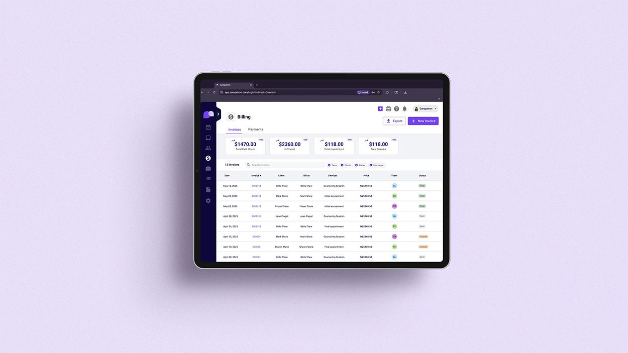 Billing and payments in Carepatron